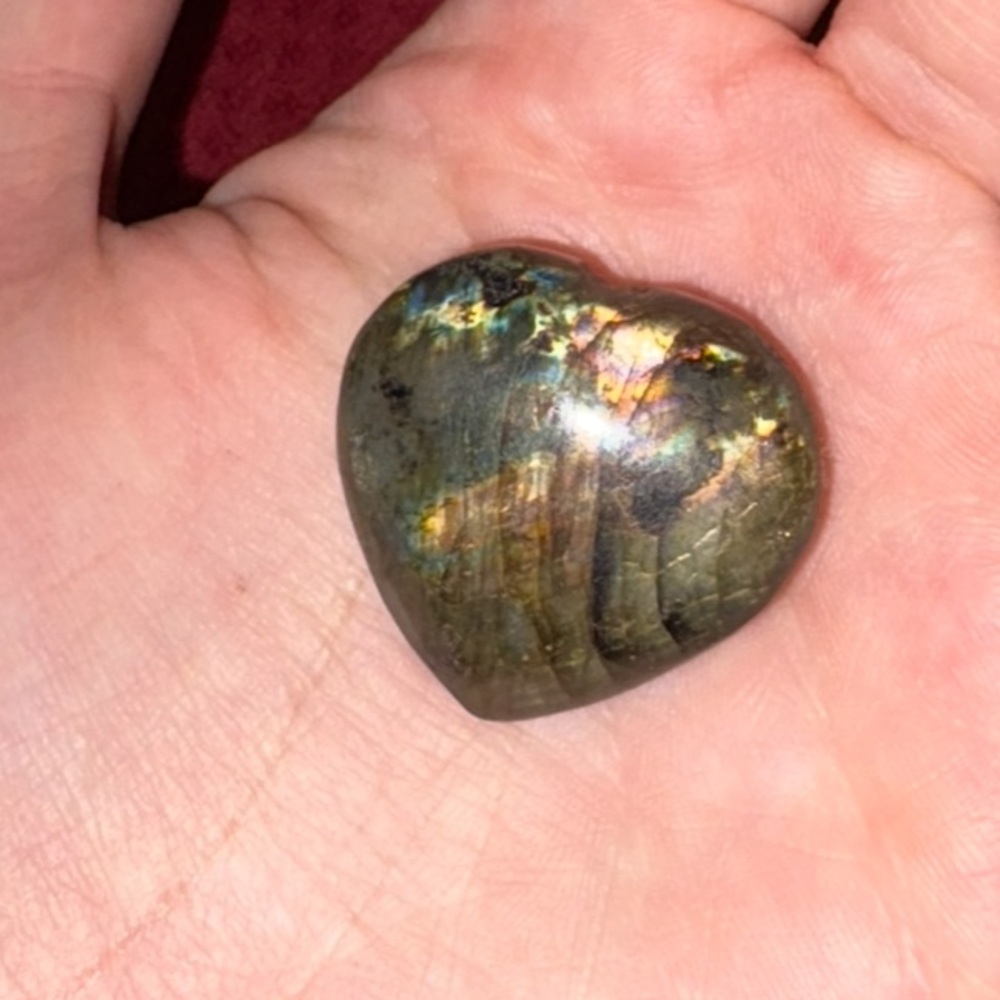 Rare Flash Labradorite Heart Stone